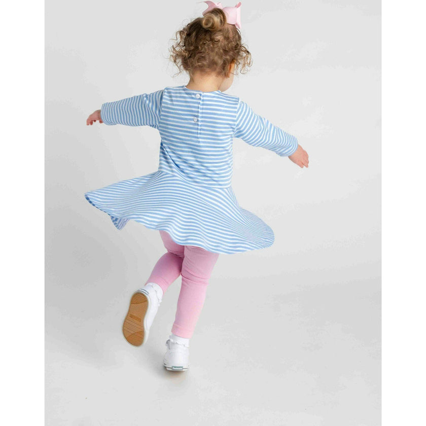 Stripe Knit Dress With Embroidered Flowers