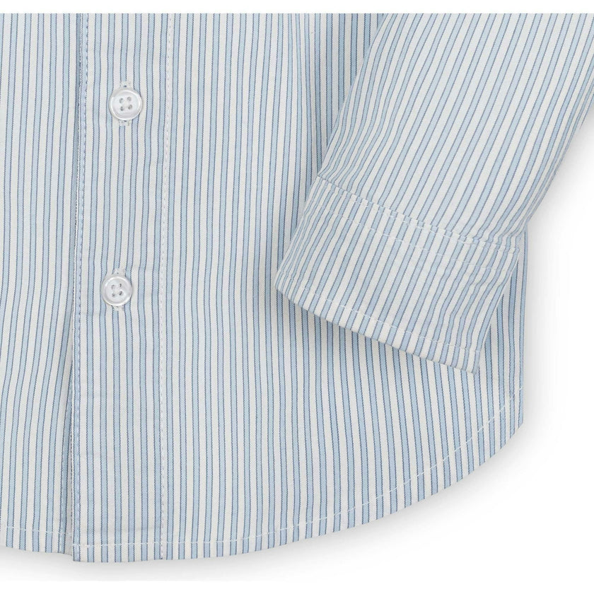 Organic Stretch Poplin Long Sleeve Button Down Shirt, Blue