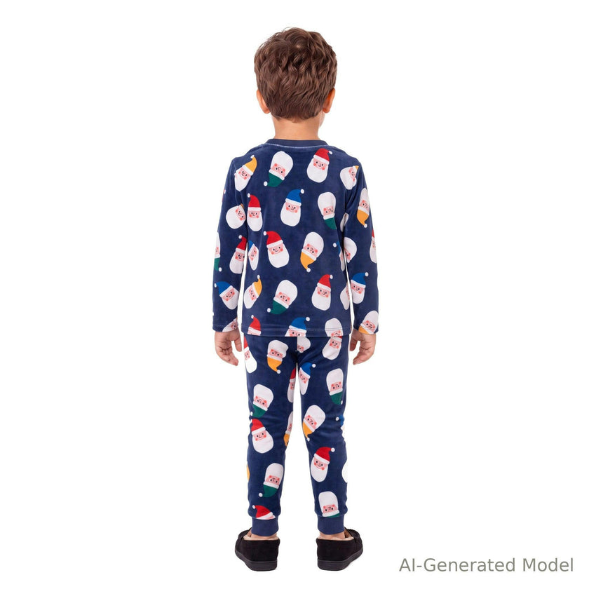 Boys (2-4) Velour Pajama Set | Santa Squad - Navy