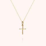 Symbolic Cross Charm Necklace, Rolled Yellow Gold