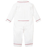 Baby's Classic Twill Romper in White with Red Piping