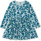 Floral Print Empire Waist Long Sleeve Wrap Neck Dress, Multi
