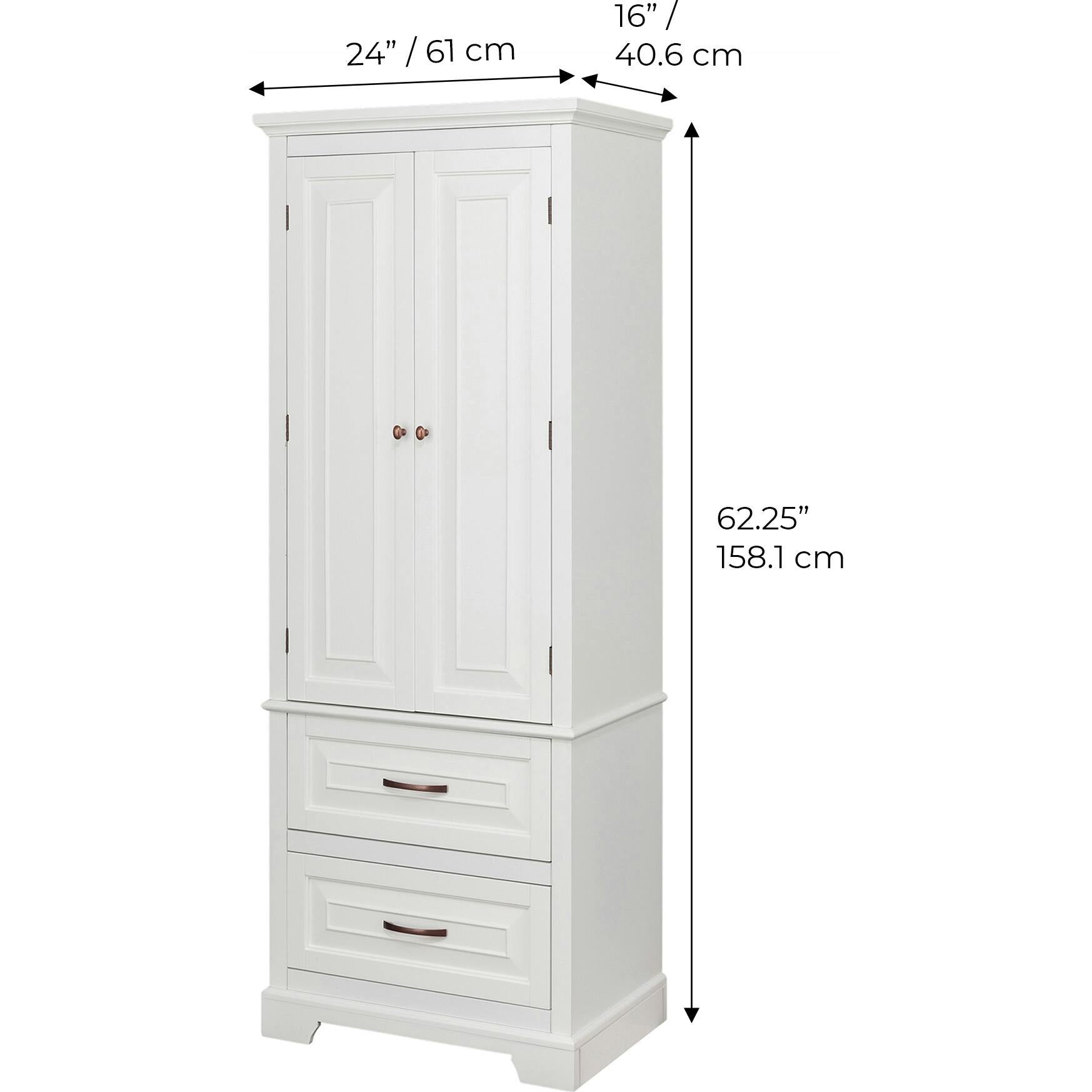 St. James Wooden Linen Tower Cabinet With 2 Drawers