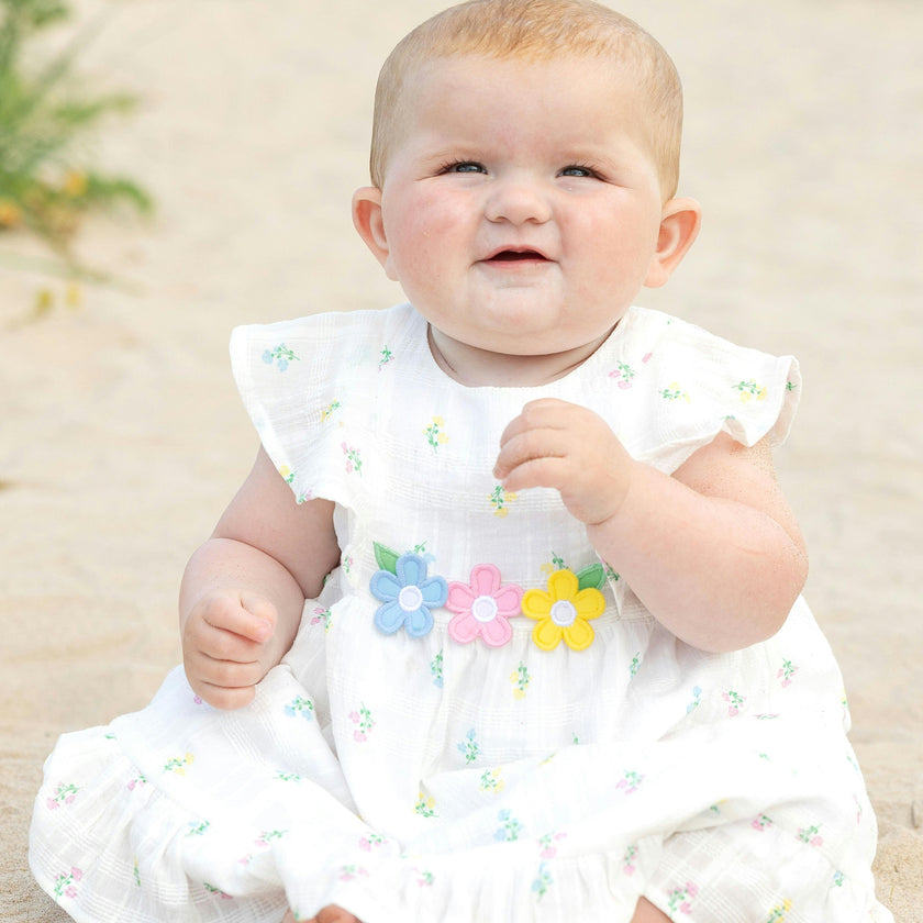 Textured Lawn Floral Printed Dress With Flowers and Bloomer