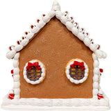9 Inch Battery Operated Gingerbread House With Santa and Ribbon Candy Roof