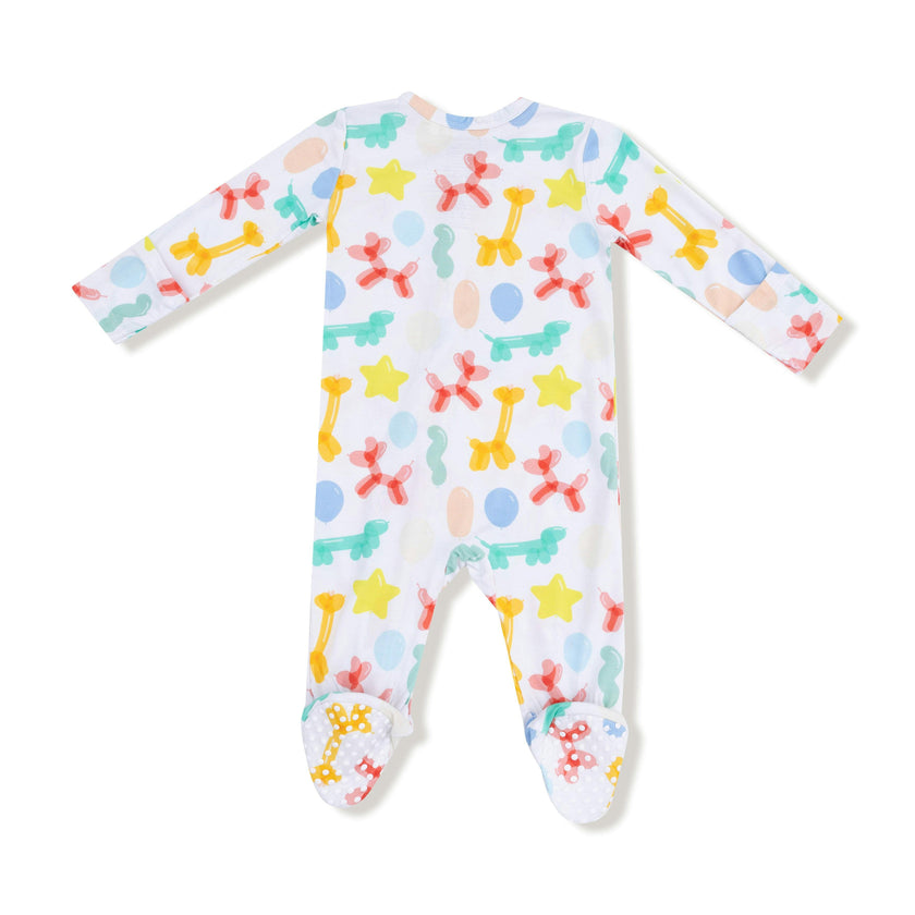 Balloon Animals - Blue - 2 Way Zipper Footie