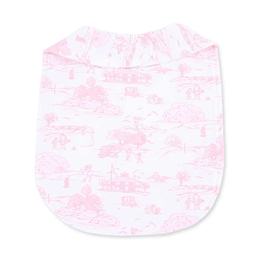 Golf Toile Pink - Feeding Bib