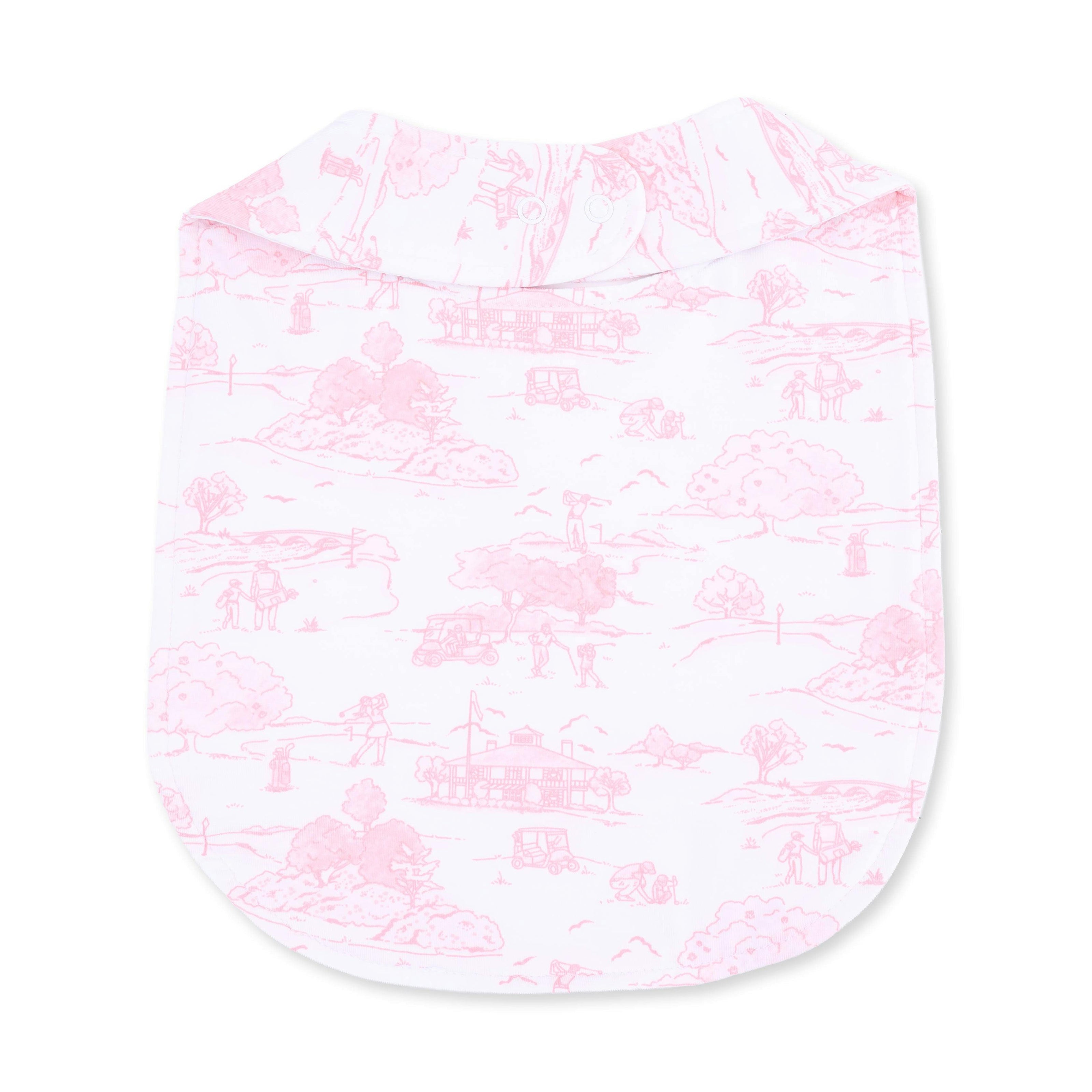 Golf Toile Pink - Feeding Bib