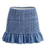 smocked skirt denim