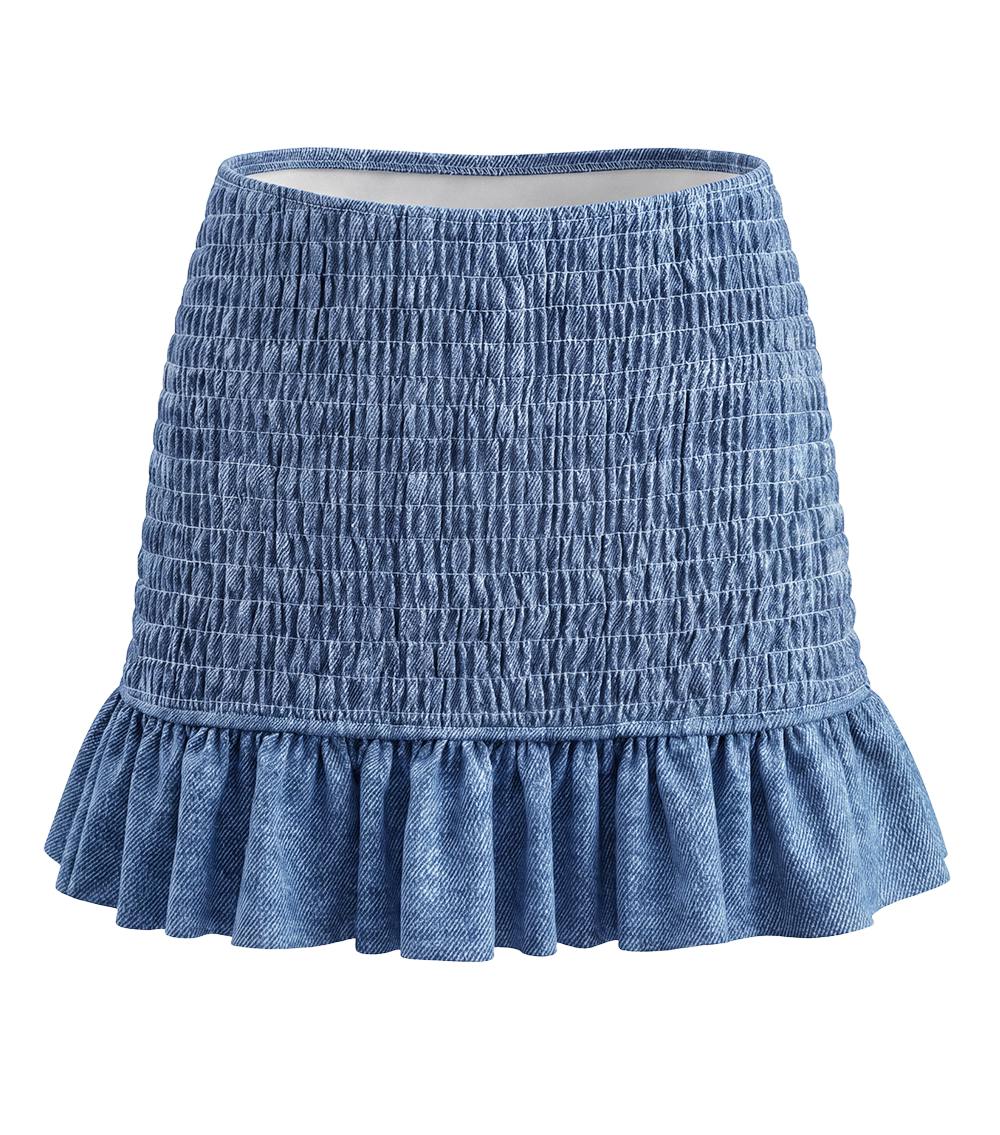smocked skirt denim