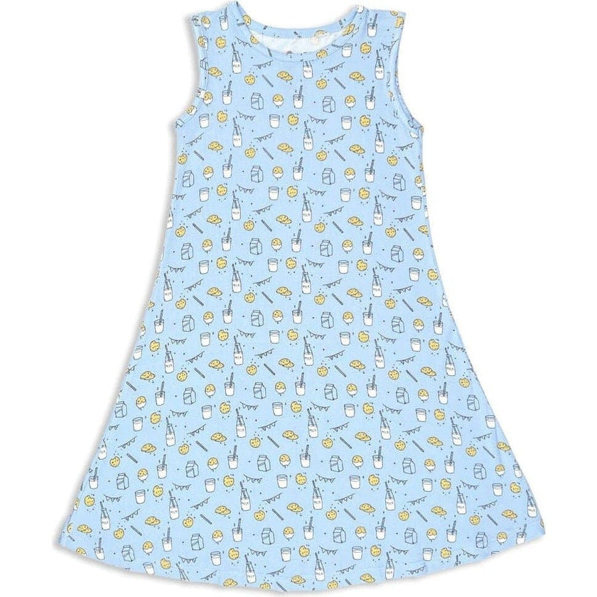 Milk & Cookies Blue Bamboo Girls' Sleeveless Dress