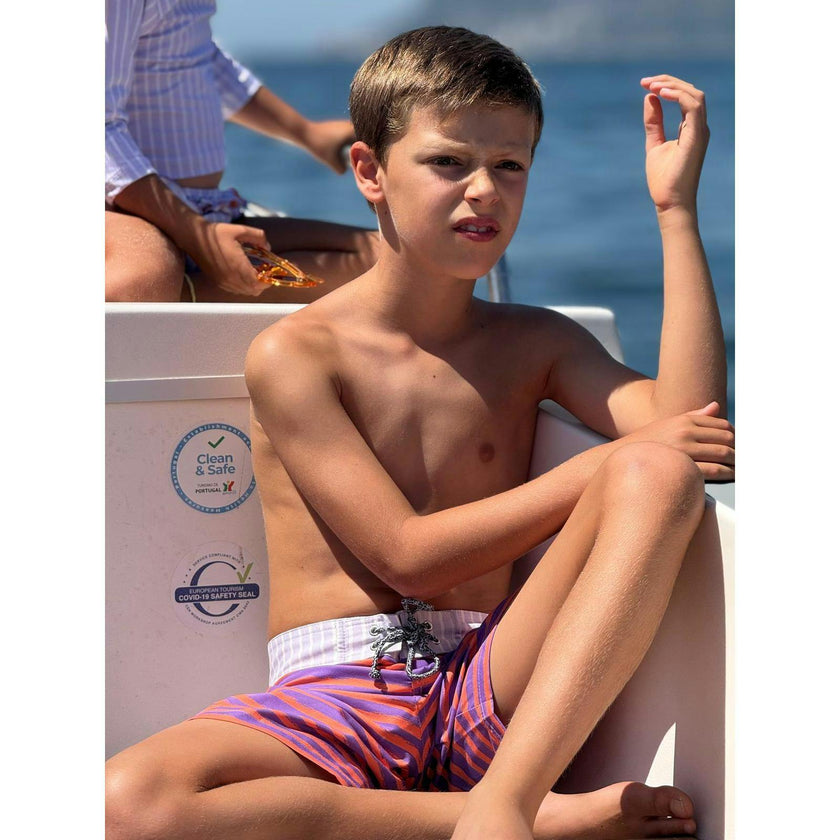 Lavander stripes surfer swim shorts