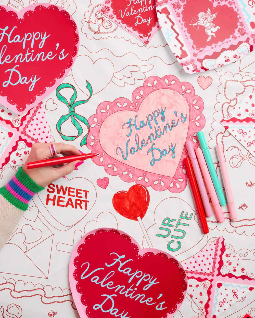 Be Mine Coloring Tablecloth - paper tablecloth