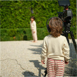 unisex cream and red stripe pant