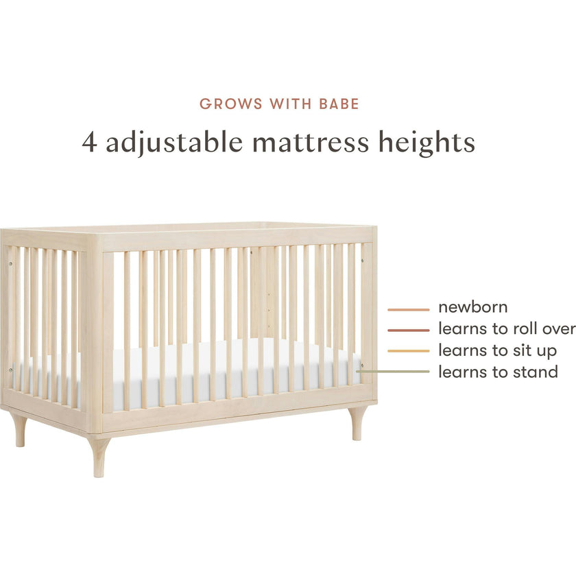 Lolly 3-in-1 Convertible Crib with Toddler Bed Conversion Kit in Washed Natural