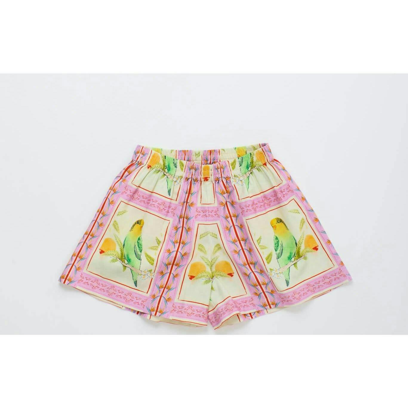 BIRDS PATCHWORK SHORTS BLUSH