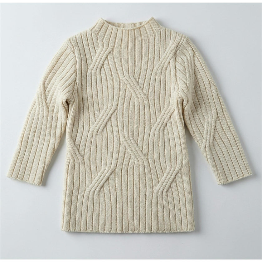 Rib Design Knit Mock Neck Top