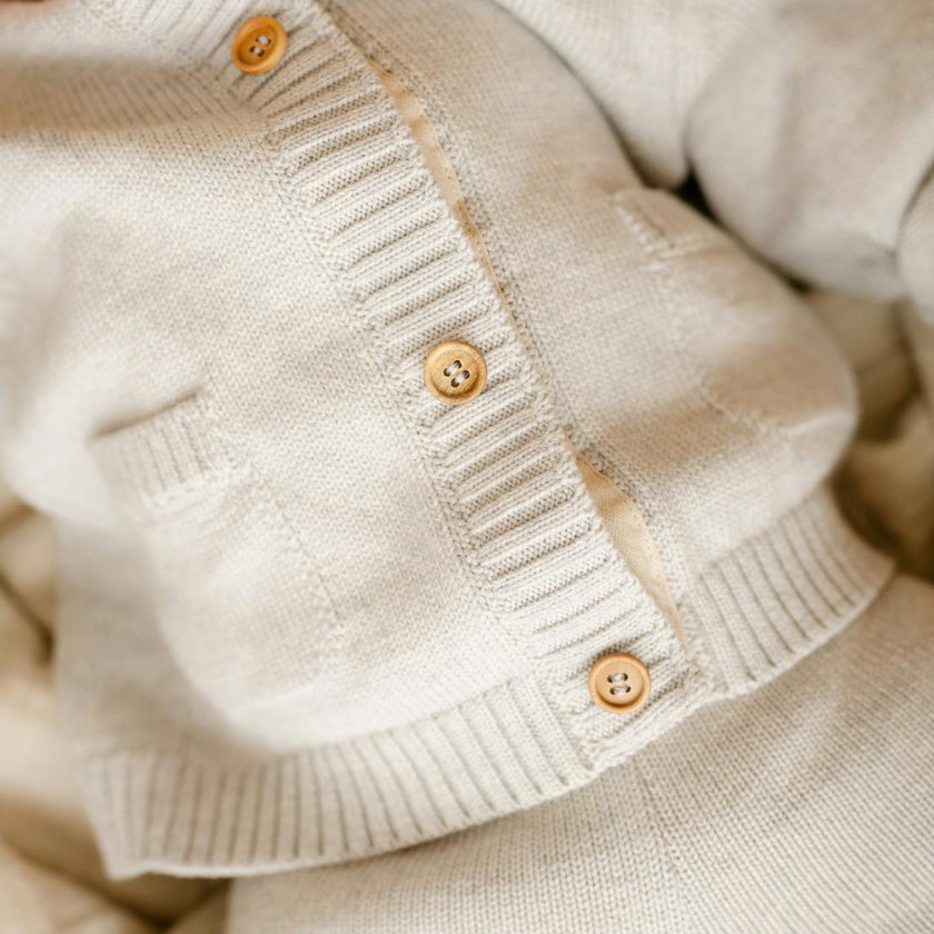 Merino Wool Baby Cardigan in Light Heather Gray