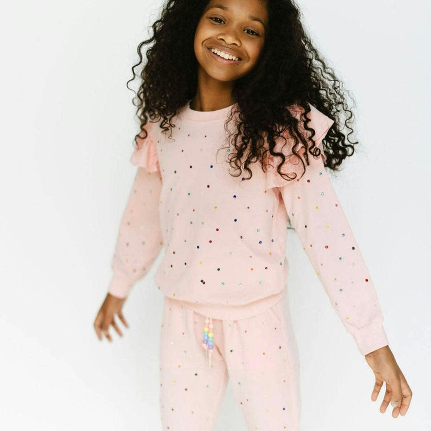 Rainbow Crystal Ruffle Jogger Set