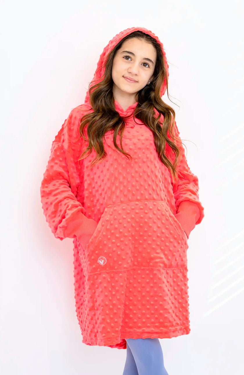 Minky Bubble Oversized Hoodie - Coral