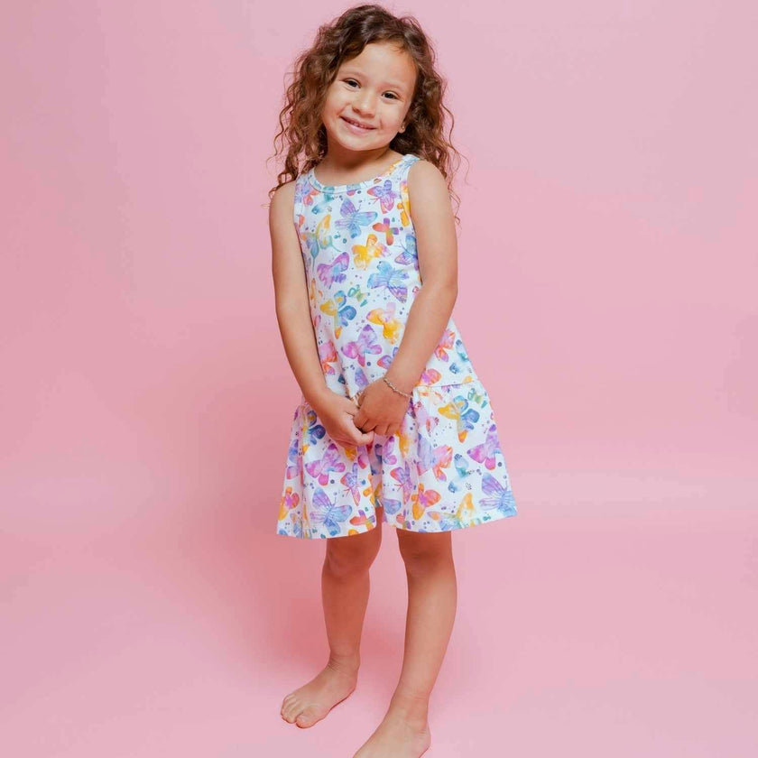 Sleeveless Drop Waist Dress With Matching Shorts