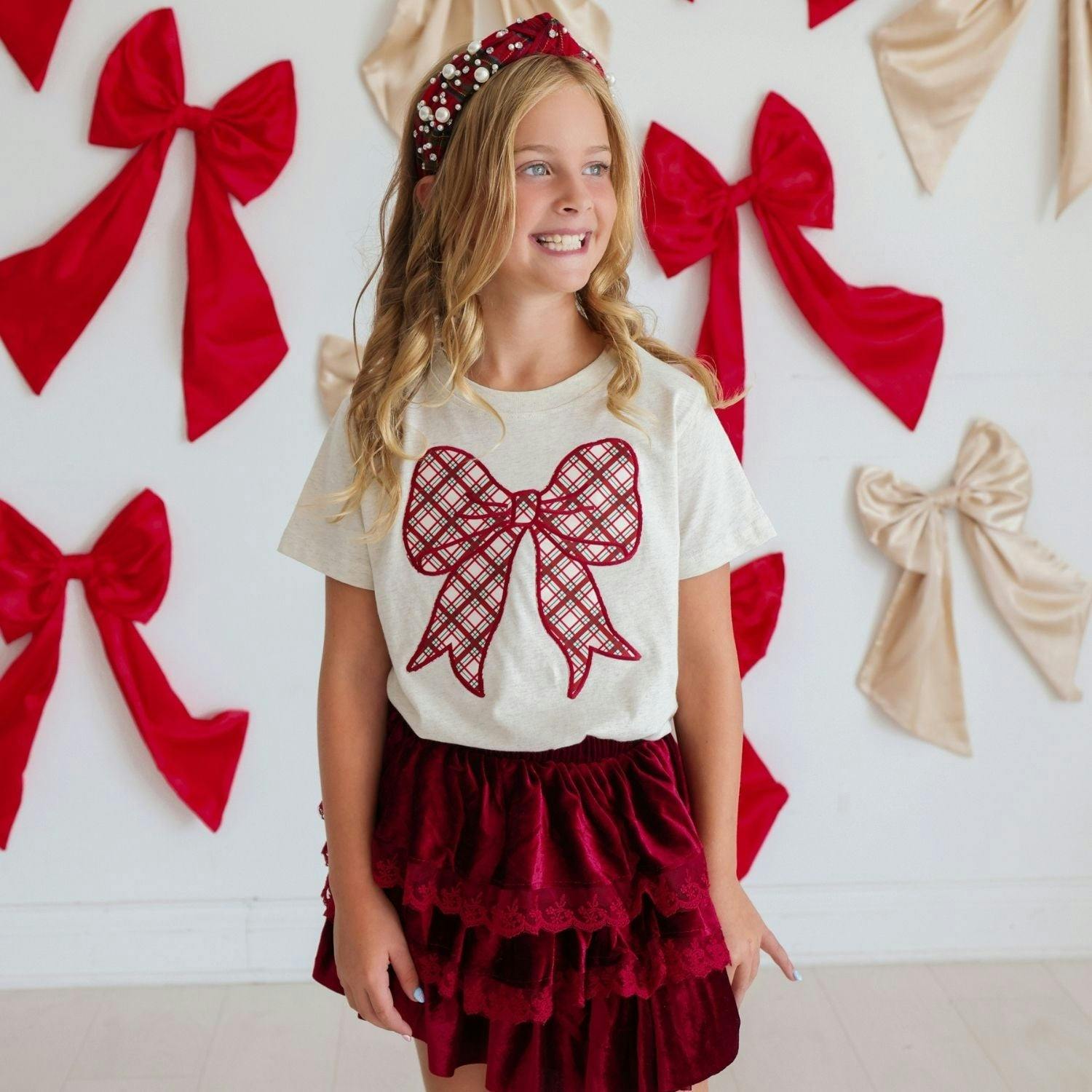 Christmas Tartan Pearl Headband