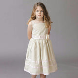 Linen Cami Rosette Dress, Brown