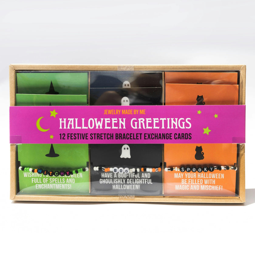 JMBM Halloween Stretch Word Bracelet Exchange Cards Boo-Basket Stuffers