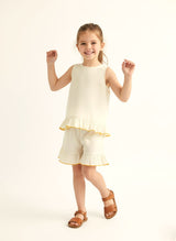 Shorts and Top with Ruffle Edge Butter Yellow