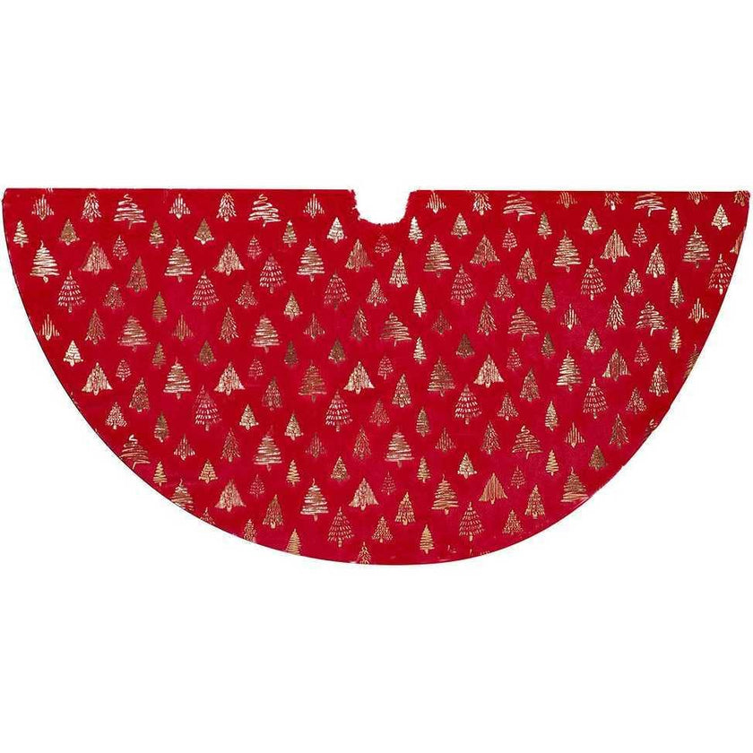 60-Inch Red and Gold Plush Faux Fur Tree Skirt