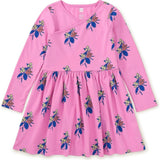 Floral Print Empire Waist Long Sleeve Wrap Neck Dress, Multi