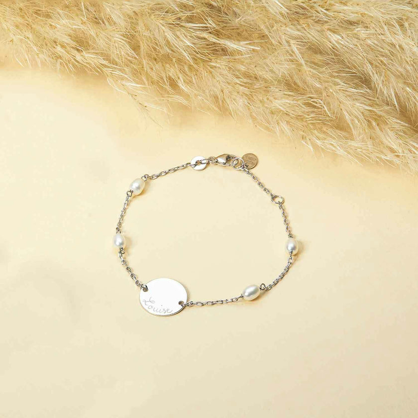 Personalized Pearl Pastille Chain Bracelet, Sterling Silver