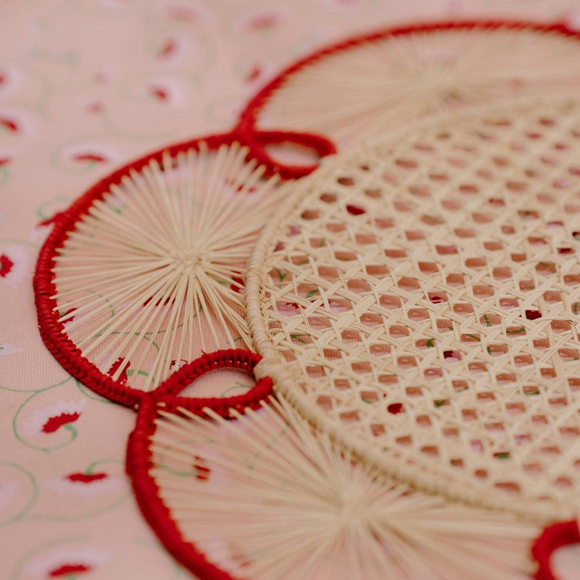 Set of 4 Flora Chargers in Red
