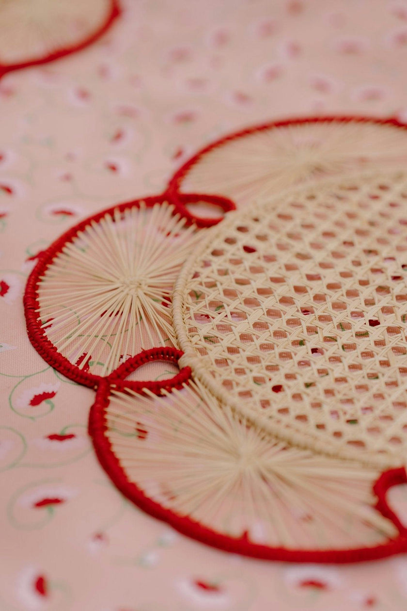Set of 4 Flora Chargers in Red