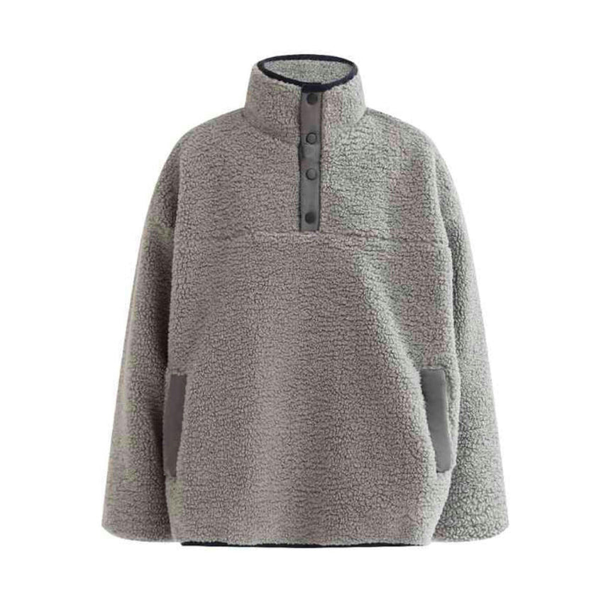 Gray Sherpa Fleece Pullover