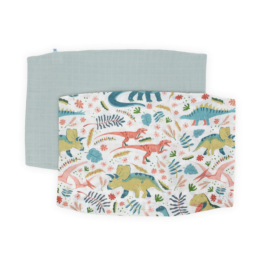 Cotton Muslin Pillowcase 2 Pack - Boho Dino