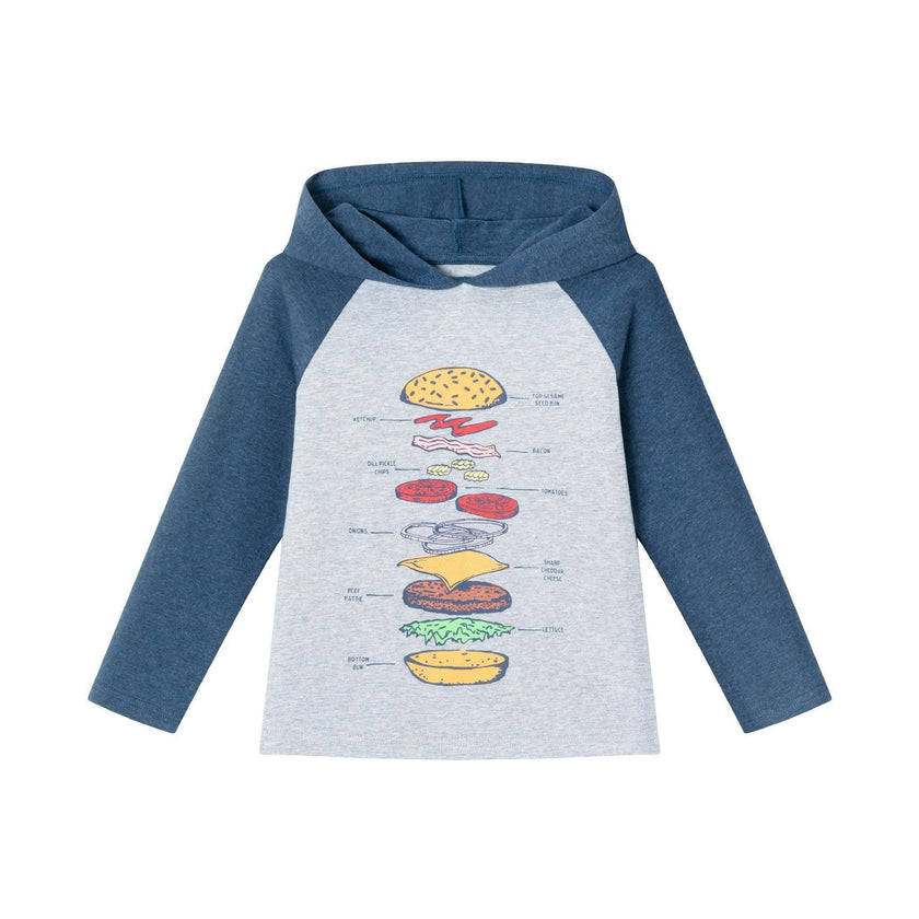 Kids Heather Grey/Navy Jersey Hooded Tee