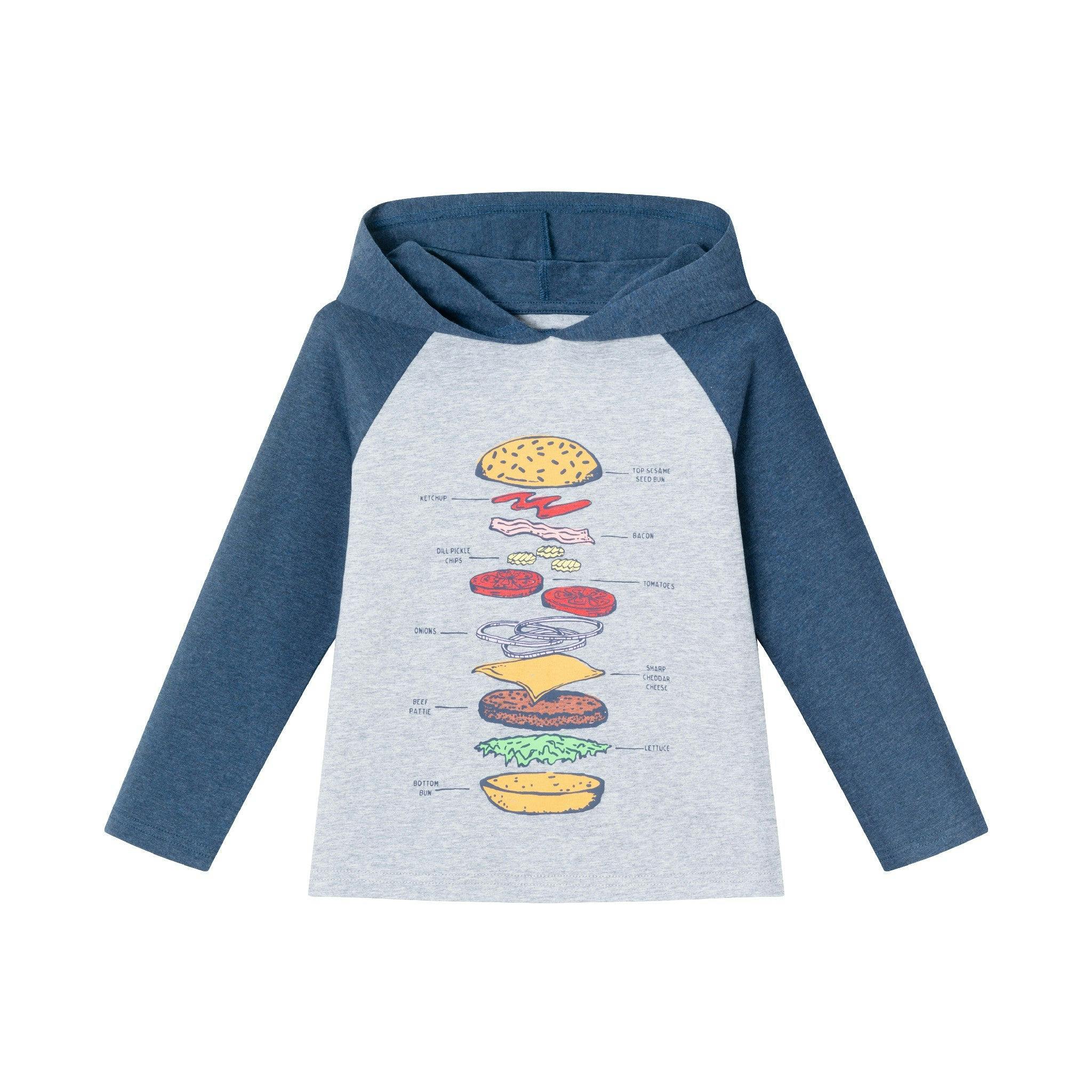 Kids Heather Grey/Navy Jersey Hooded Tee