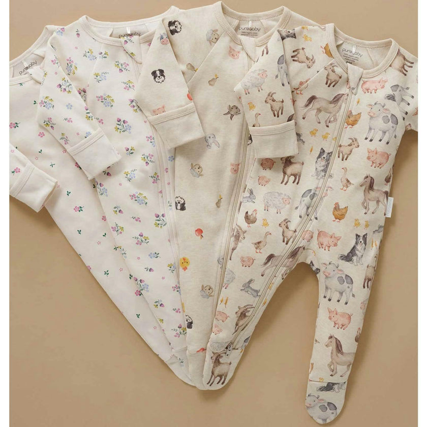Printed Zip Growsuit Pack Cherry Blossom Print