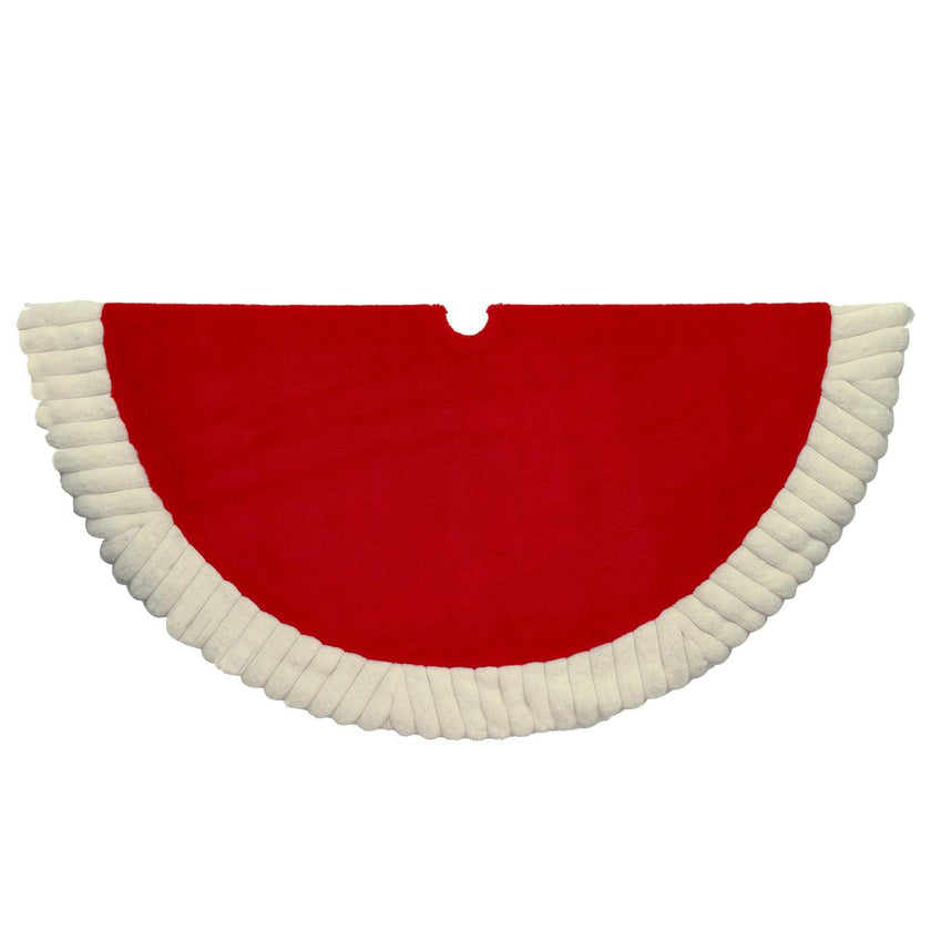 Kurt Adler 48-Inch Red and White Faux Fur Tree Skirt