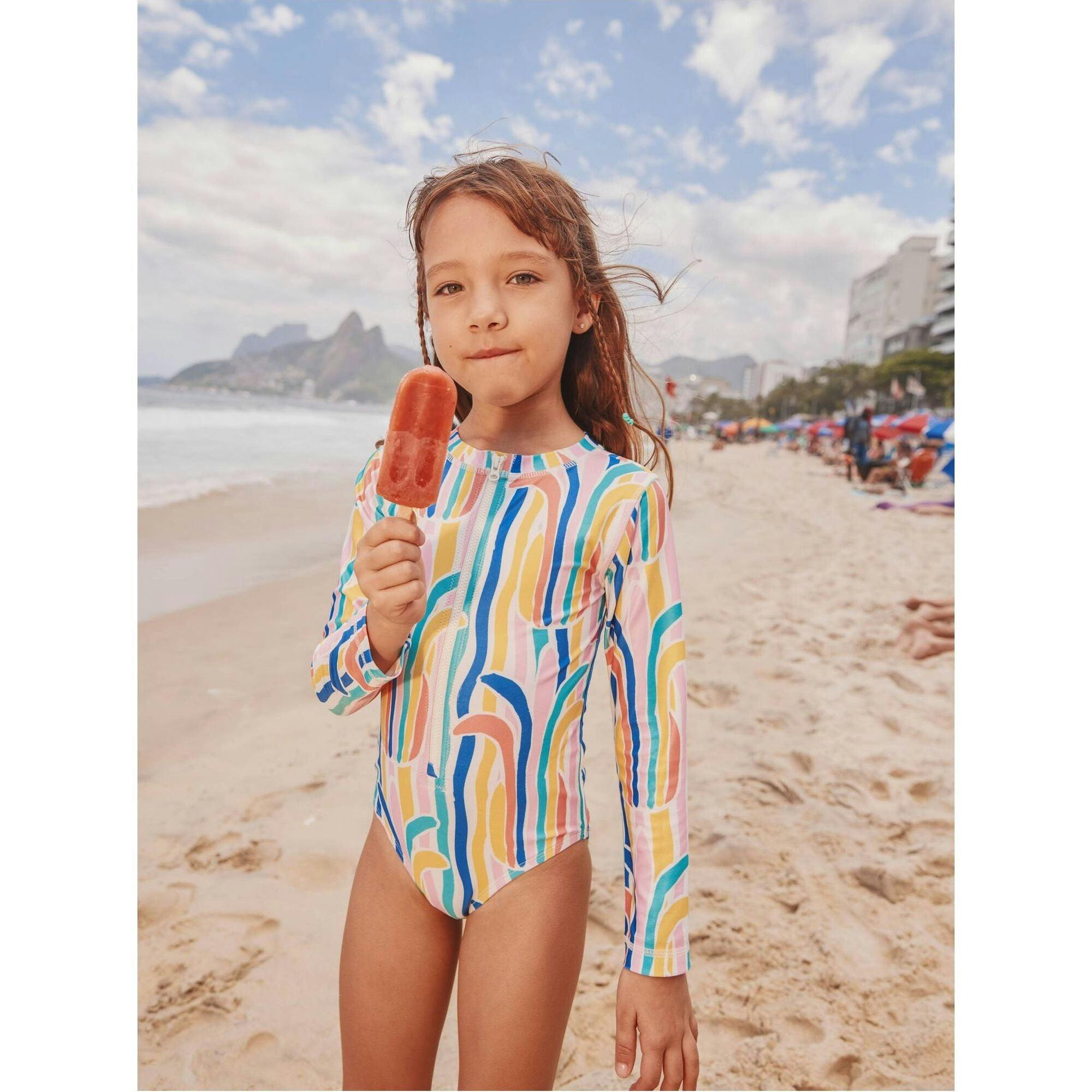 Long Sleeve One-Piece Swimsuit, Green