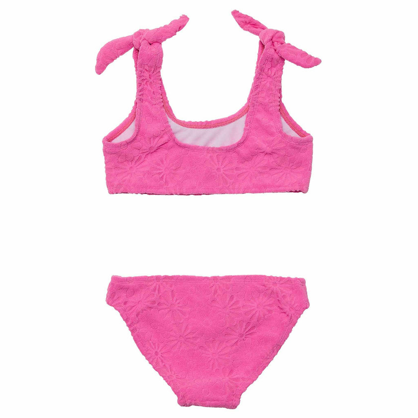 Plush Terry Tie Shoulder Sleeveless Crop Bikini Top