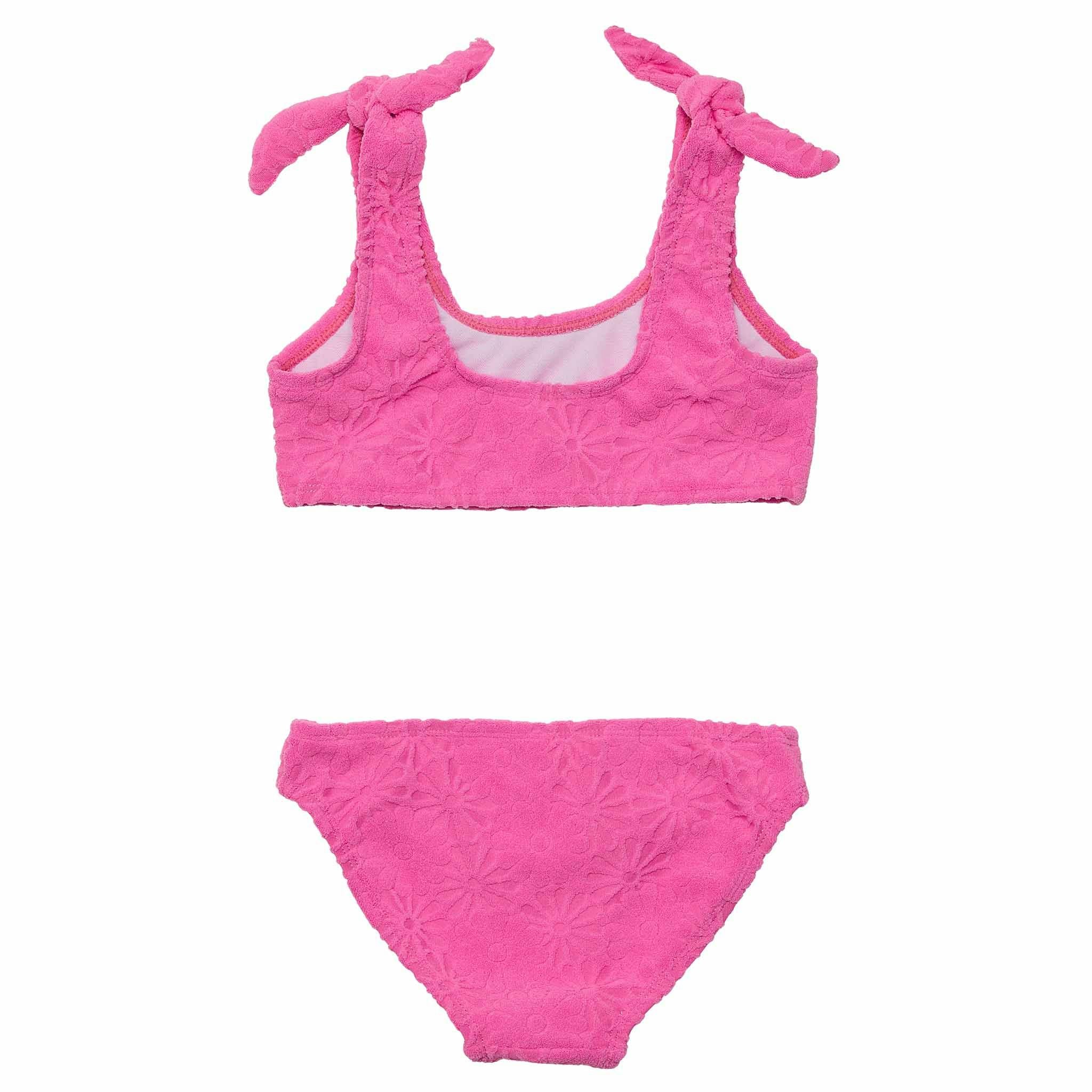 Plush Terry Tie Shoulder Sleeveless Crop Bikini Top