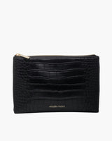 Insulated Small Snack Pouch, Black Croc