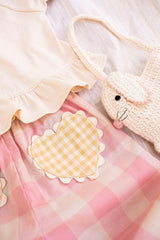 Heart Pocket Pant Set in Pink Gingham