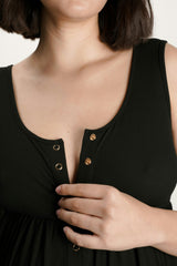 Women's Maternity Ribbed Modal Henley Dress