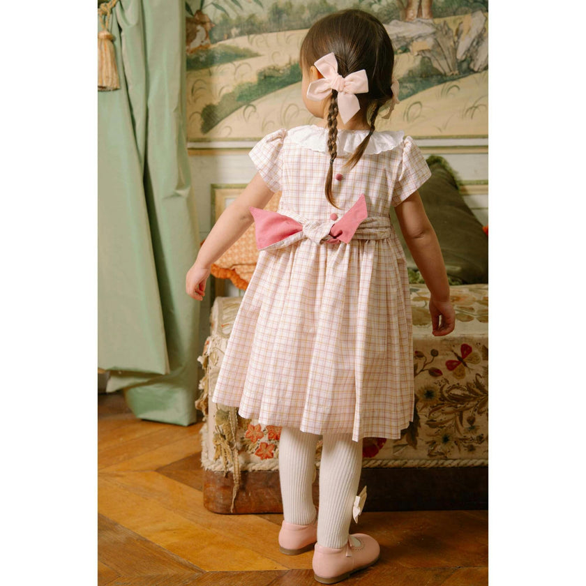 Zita Yellow Tartan Smocked Dress