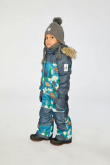 Kids One Piece Discover Snowsuit Blue Bear Print