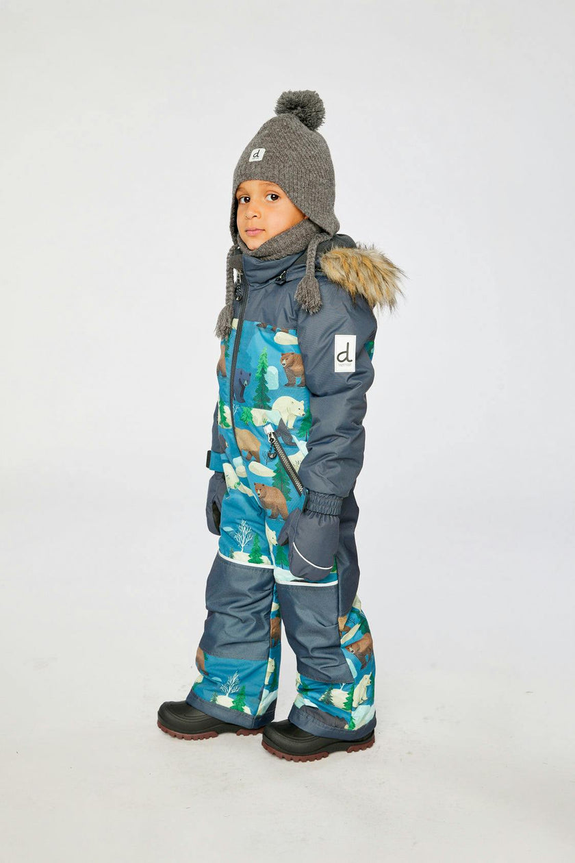 Kids One Piece Discover Snowsuit Blue Bear Print