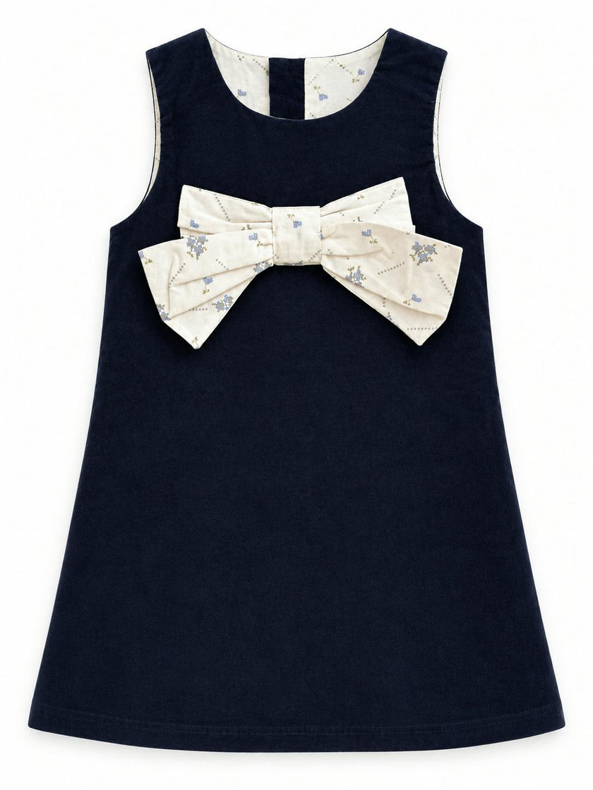 Malice Velvet Dress for Girls with a Bow